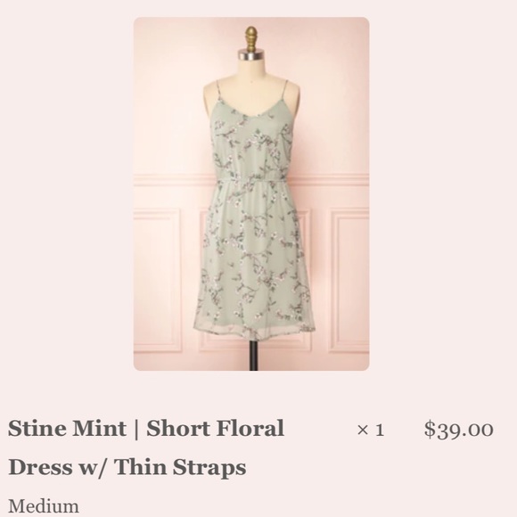 Vero Moda Stine Mint Short Floral Dress - Picture 1 of 5